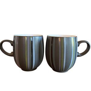 Denby-Langley Jet Stripes Pattern Mugs Set 2 Discontinued Replacements Additions